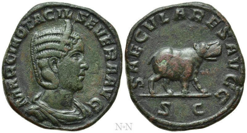 OTACILIA SEVERA (Augusta, 244-249). Sestertius. Rome. Saecular Games/1000th Anni...