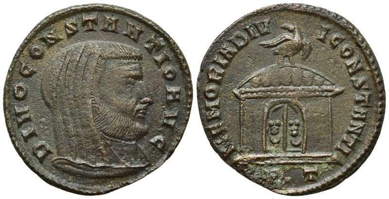 DIVUS CONSTANTIUS I (Died, 306). Follis. Ticinum. 

Obv: DIVO CONSTANTIO AVG. ...