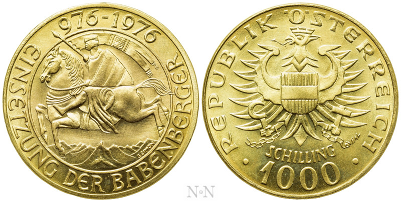 AUSTRIA. 2nd Republic. GOLD 1000 Schilling (1976). Wien (Vienna). 1000th Anniver...