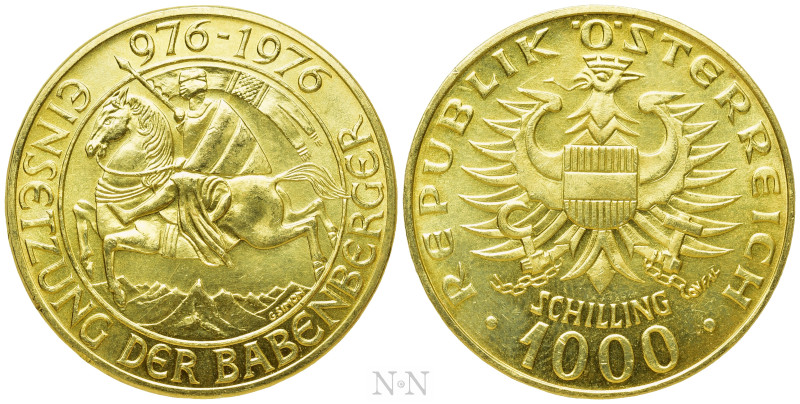 AUSTRIA. 2nd Republic. GOLD 1000 Schilling (1976). Wien (Vienna). 1000th Anniver...