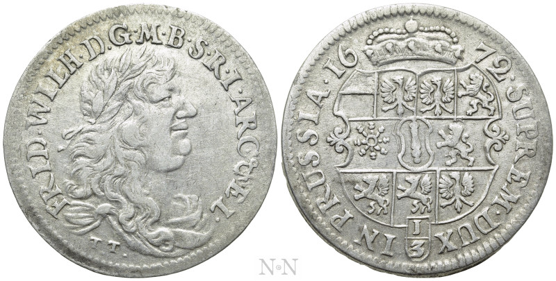 GERMANY. Brandenburg-Prussia. Friedrich Wilhelm (1640-1688). 1/3 Taler (1672-TT)...