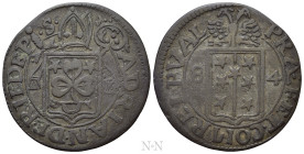 SWITZERLAND. Wallis/Valais. Adrian V of Riedmatten (1672-1701). 1/2 Batzen (1684)