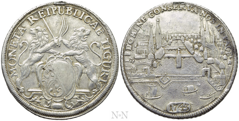SWITZERLAND. Zürich. Taler (1743). 

Obv: MONETA REIPUBLICAE TIGURI. 
Coat of...