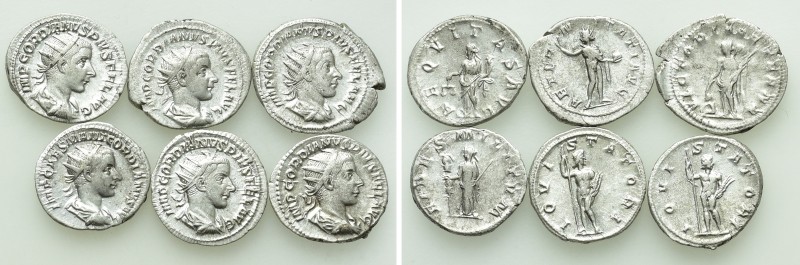 6 Antoniniani of Gordianus III.

Obv: .
Rev: .

.

Condition: See picture...