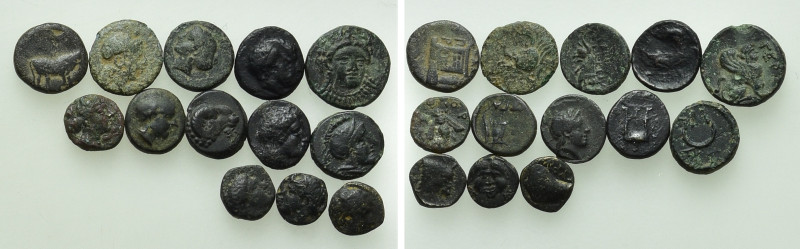 13 Greek Coins. 

Obv: .
Rev: .

. 

Condition: See picture.

Weight: g...