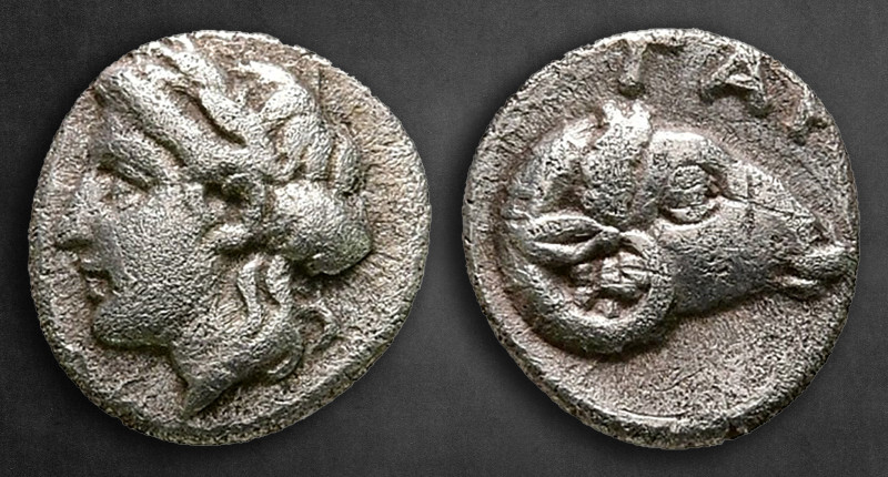 Troas. Gargara circa 400-350 BC. 
Hemiobol AR

7 mm, 0,48 g

Laureate head ...