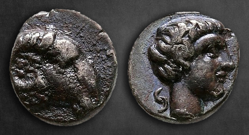 Caria. Halikarnassos circa 395-377 BC. 
Hemiobol AR

7 mm, 0,50 g

Head of ...