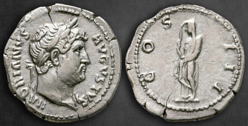 Hadrian AD 117-138. Rome
Denarius AR

20 mm, 2,95 g

HADRIANVS AVGVSTVS, la...