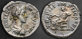 Commodus AD 177-192. Struck under Marcus Aurelius AD 179. Rome. Denarius AR