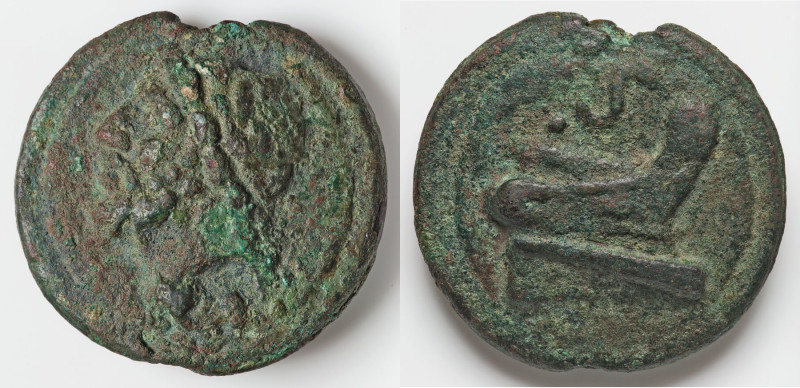 Anonymous (ca. 225-217 BC). AE aes grave semis (52mm, 128.72 gm, 12h). XF. Reduc...