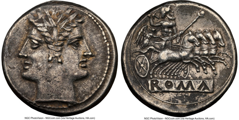 Anonymous (ca. 225-214/2 BC). AR didrachm or quadrigatus (22mm, 6.48 gm, 7h). NG...