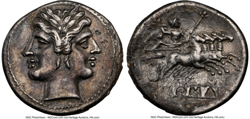 Anonymous (ca. 225-214/2 BC). AR didrachm or quadrigatus (23mm, 6.26 gm, 12h). N...