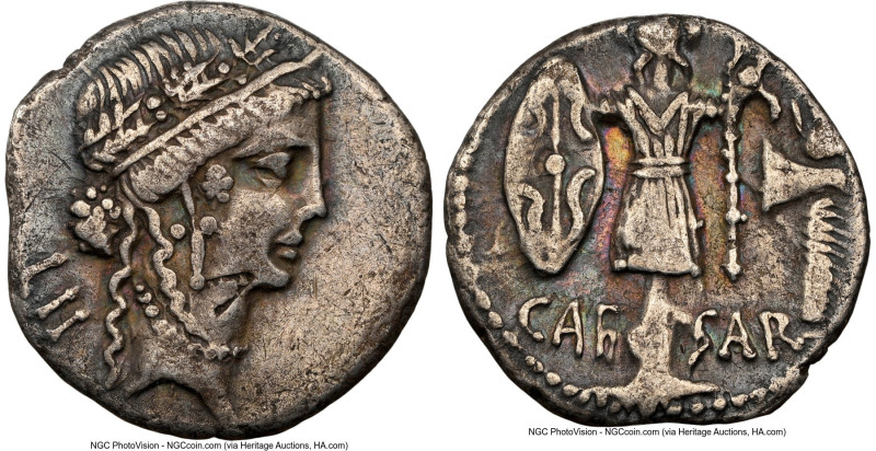 Julius Caesar, as Dictator (49-44 BC). AR denarius (18mm, 3.66 gm, 9h). NGC VF 5...