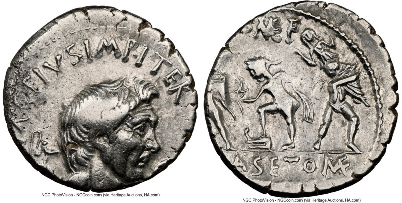 Cnaeus Pompeius Magnus (Pompey the Great) (48 BC). AR denarius (18mm, 3.60 gm, 8...