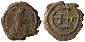 Justinian I. (527-565 AD). Æ Pentanummium. Antioch. Obv: diademed bust Justinian I. right. Rev: E. 17mm, 1,86g