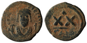 Phocas. (605-606 AD). Æ 20 Nummi. Constantinople. Obv: bust of Phocas facing. Rev: ANNO XX. 23mm, 4,53g
