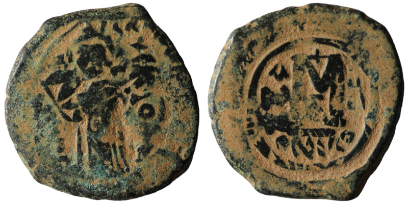 Heraclius and Heraclius Constantine. (610-641 AD) Æ Follis. Nikomedia. Obv: Hera...