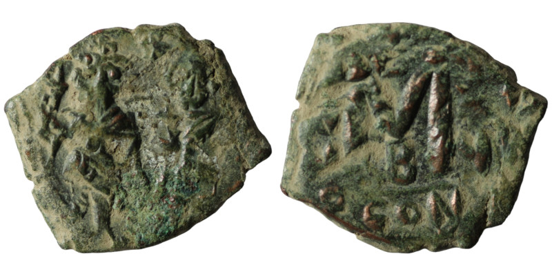 Heraclius and Heraclius Constantine. (610-641 AD) Æ Follis. Constantinople. Obv:...