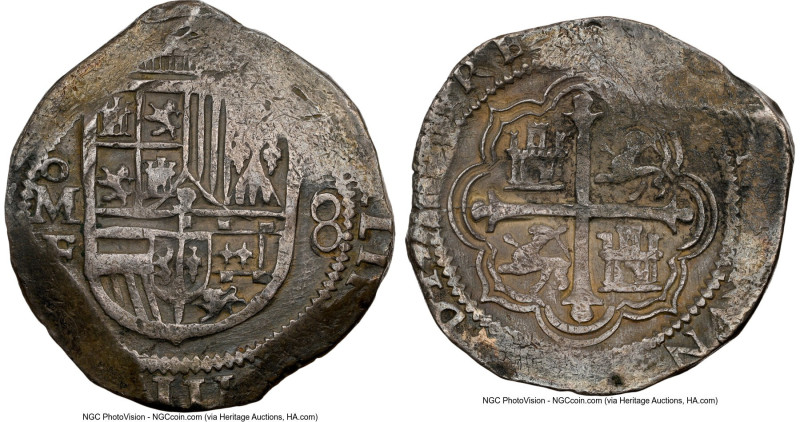 Philip III Cob 8 Reales ND (1607-1617) Mo-F XF45 NGC, Mexico City mint, KM44.3, ...