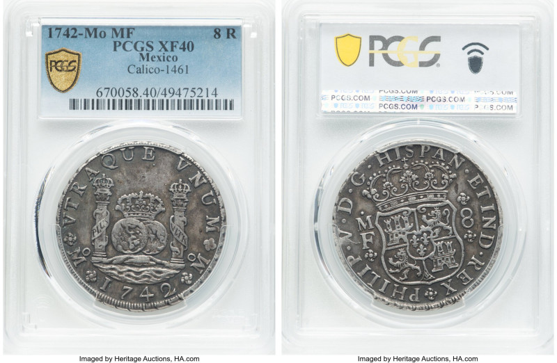 Philip V 8 Reales 1742 Mo-MF XF40 PCGS, Mexico City mint, KM103, Cal-1461. HID09...