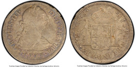 Charles III "Inverted Assayer" 2 Reales 1773 Mo-FM AU55 PCGS, Mexico City mint, KM88.1, Cal-658. A two-year type with inverted assayer initials, quite...