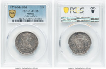 Charles III 2 Reales 1776 Mo-FM AU55 PCGS, Mexico City mint, KM88.2, Cal-662. A most-desirable date due to the American Independence tie-in, highly co...