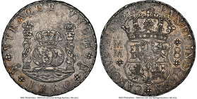 Charles III 8 Reales 1760 Mo-MM AU58 NGC, Mexico City mint, KM105, Cal-1072. A handsome Pillar example, firmly on the cusp of Mint State, displaying a...