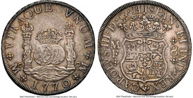 Charles III 8 Reales 1770 Mo-MF AU58 NGC, Mexico City mint, KM105, Cal-1099. Very desirable at this choicest of Almost Uncirculated grades, displaying...