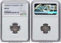 Charles IV 1/2 Real 1805 Mo-TH MS62 NGC, Mexico City mint, KM72, Cal-291. Though unmentioned on the holder by NGC, this coin exhibits a small clip at ...