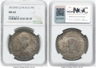 Ferdinand VII 8 Reales 1812 Mo-JJ MS62 NGC, Mexico City mint, KM111, Cal-1320. A near-Choice Mint State specimen with a deep russet patina, seldom enc...