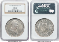 Ferdinand VII 8 Reales 1815 Mo-JJ MS62 NGC, Mexico City mint, KM111, Cal-1328. A better date in Mint State, especially when exhibiting such a complete...