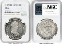 Ferdinand VII 8 Reales 1818 Mo-JJ MS62 NGC, Mexico City mint, KM111, Cal-1333. A bright Mint State piece, semi-Prooflike but moderately abraded on the...