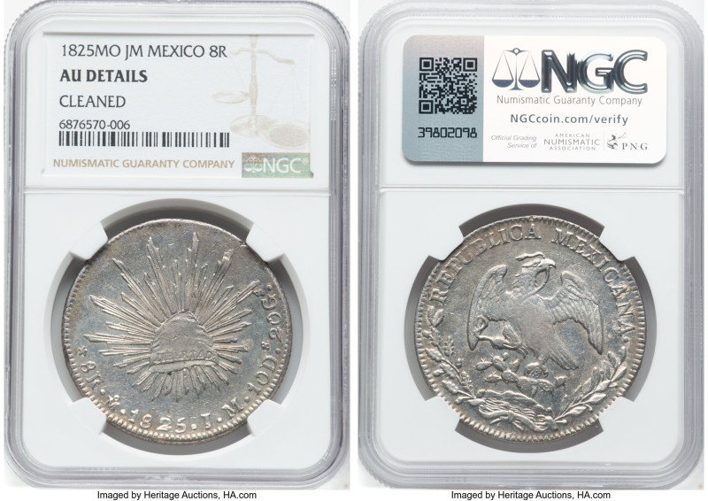 Republic 8 Reales 1825 Mo-JM AU Details (Cleaned) NGC, Mexico City mint, KM377.1...