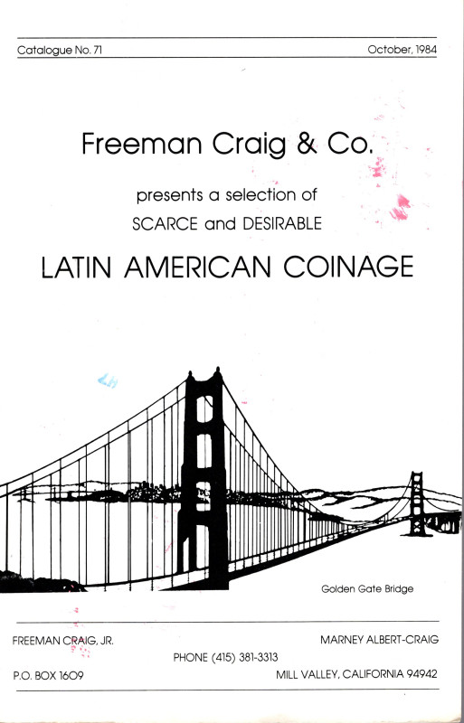 FREEMAN CRAIG & CO. Catalogue n 71. Mill Valley October, 1984. listino a prezzi ...