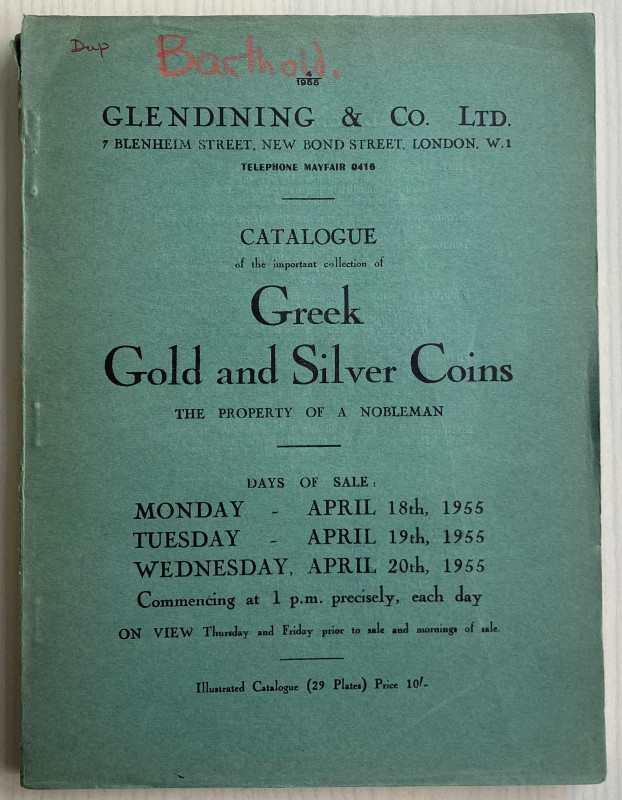 Glendining & Co. Catalogue of the important collection of Greek gold and silver ...