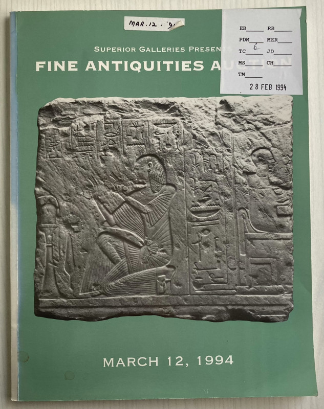 Superior Gallery Fine Antiquities Auction. Beverrly Hills 12 March 1994. Brossur...