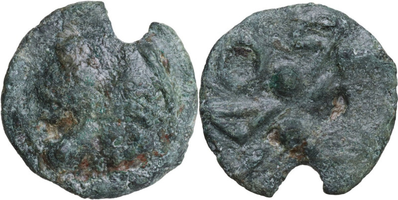 Greek Italy. Etruria, Volaterrae. AE Cast Sextans, 3rd century BC. Obv. Janiform...