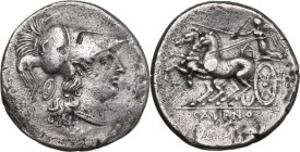 Greek Italy. Samnium, Southern Latium and Northern Campania, Cales. AR Didrachm, c. 265-240 BC. Obv. Head of Athena right, wearing crested Corinthian ...