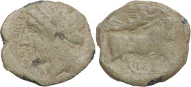 Greek Italy. Samnium, Southern Latium and Northern Campania, Compulteria. AE 19 mm. c. 265-240 BC. Obv. Oscan ethnic. Laureate head of Apollo left. Re...