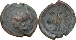 Greek Italy. Samnium, Southern Latium and Northern Campania, Suessa Aurunca. AE 21.5 mm. c. 270-240 BC. Obv. Head of Athena left, wearing crested Cori...