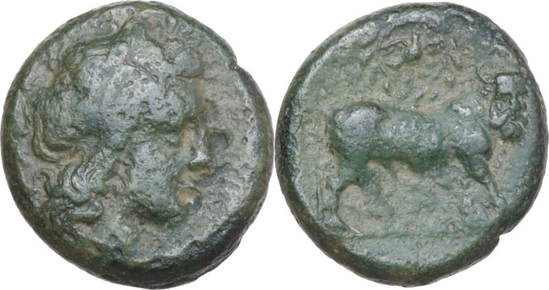 Greek Italy. Central and Southern Campania, Neapolis. AE 17 mm. c. 300-275 BC. O...