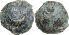 Greek Italy. Northern Apulia, Luceria. Heavy series. AE Cast Semuncia, c. 225-217 BC. Obv. Crescent. Rev. Thyrsos with fillets. HN Italy 675; Vecchi I...