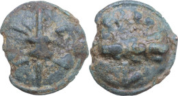 Greek Italy. Northern Apulia, Luceria. Light series. AE Cast Quatrunx, c. 217-212 BC. Obv. Thunderbolt. Rev. Club; above, four pellets; below, L. HN I...