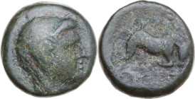 Greek Italy. Southern Apulia, Grumum. AE 16 mm, c. 300 BC. Obv. Diademed male head right. Rev. Bull butting right. HN Italy 783; Garrucci, pl. XCV, 40...