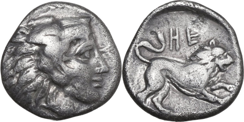 Greek Italy. Southern Lucania, Heraclea. AR Diobol, c. 432-420 BC. Obv. Beardles...