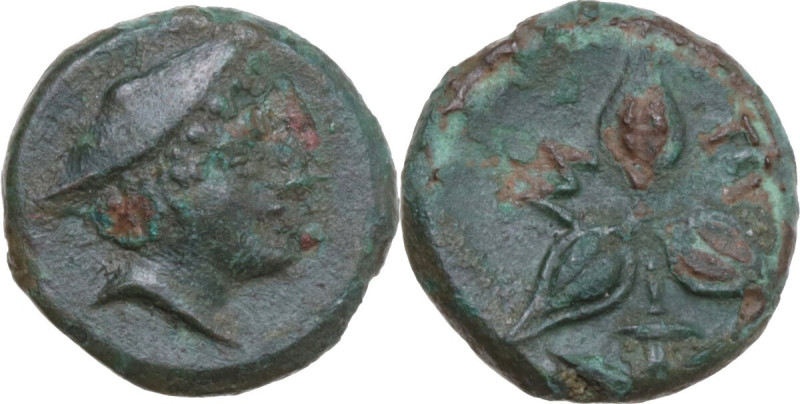 Greek Italy. Southern Lucania, Metapontum. AE 13 mm. Late 3rd century BC. Obv. H...