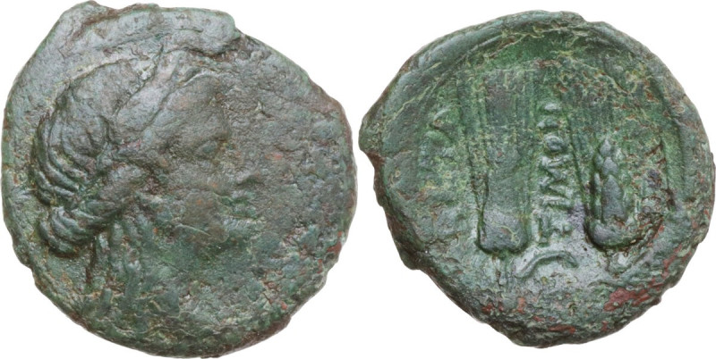 Greek Italy. Southern Lucania, Metapontum. AE 18 mm, late 3rd century. Obv. Head...