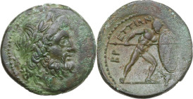 Greek Italy. Bruttium, The Brettii. AE Unit (Drachm), c. 211-208 BC. Fourth coinage. Obv. Laureate head of Zeus right; thunderbolt behind. Rev. ΒΡΕΤΤΙ...