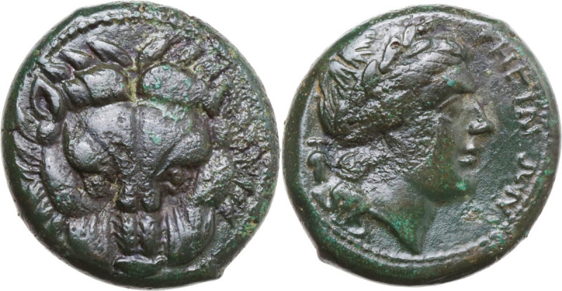 Greek Italy. Bruttium, Rhegion. AE 20.5 mm, c. 351-280 BC. Obv. Lion's mask. Rev...