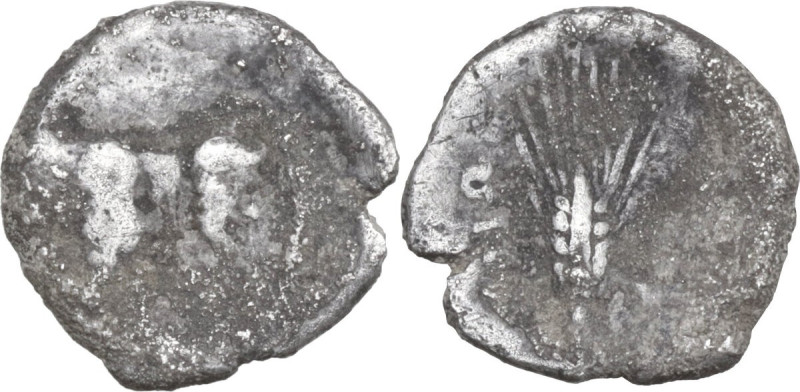 Sicily. Gela. AR Trihemiobol, c. 339-310 BC. Obv. Forepart of man-headed bull ri...